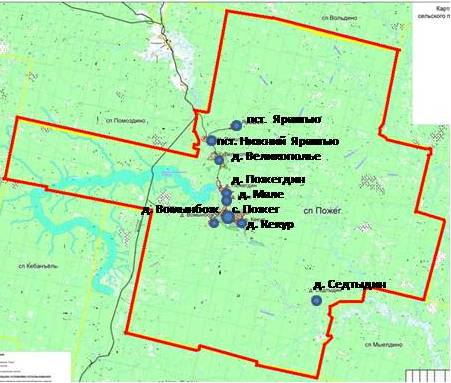 Границы сельского поселения &amp;quot;Пожег&amp;quot;.